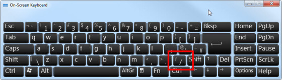 keyboard slash highlight