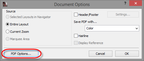 PDF options